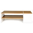 ID MARKET - Table basse bar contemporaine rectangulaire IZIA avec coffre blanc et plateaux bois - vignette