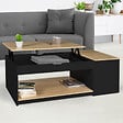 ID MARKET - Table basse plateau relevable rectangulaire ELEA avec coffre bois noir et façon hêtre - vignette