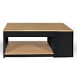 ID MARKET - Table basse plateau relevable rectangulaire ELEA avec coffre bois noir et façon hêtre - vignette