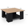 ID MARKET - Table basse carrée ELI noire plateau façon hêtre - vignette