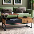 ID MARKET - Table basse plateau relevable rectangulaire CHICAGO 1 tiroir design industriel - vignette