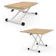 ID MARKET - Table basse 2 en 1 relevable en table à manger rectangulaire URBANA 100 cm bois et blanc - vignette