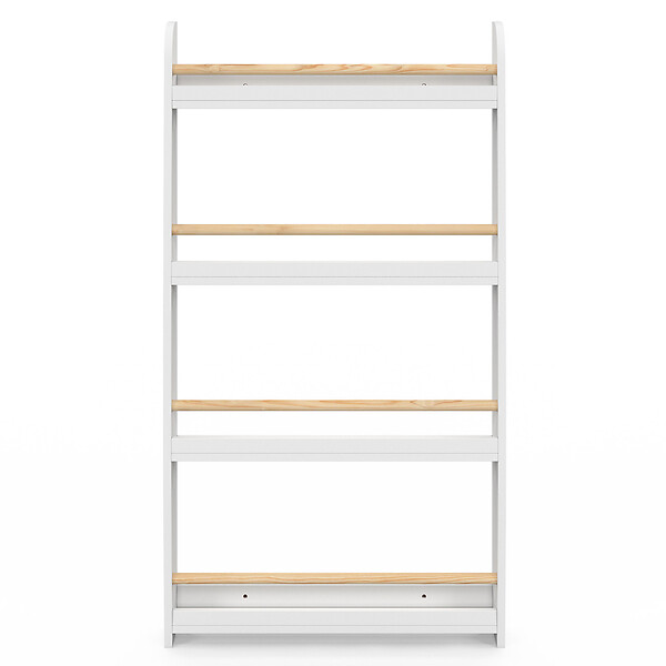 ID MARKET - Bibliothèque murale enfant PAULETTE 4 étagères blanc et bois - large