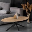 ID MARKET - Table basse ovale ALIX 110 cm pied araignée bois et noir - vignette