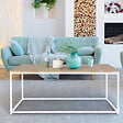 ID MARKET - Table basse rectangulaire DETROIT 113 cm design industriel bois et métal blanc - vignette
