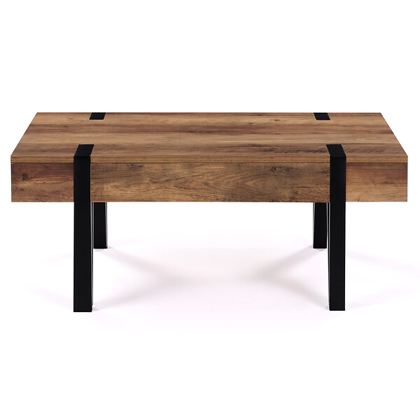 ID MARKET - Table basse rectangulaire 1 tiroir AUSTRIA 100 cm bois pied épingle noir - large