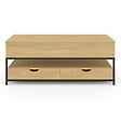 ID MARKET - Table basse plateau relevable rectangulaire DETROIT avec 2 tiroirs design industriel - vignette