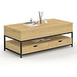 ID MARKET - Table basse plateau relevable rectangulaire DETROIT avec 2 tiroirs design industriel - vignette