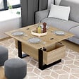 ID MARKET - Table basse plateau relevable rectangulaire convertible en table à manger PHOENIX 97,5 cm bois et noir - vignette