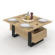 ID MARKET - Table basse plateau relevable rectangulaire convertible en table à manger PHOENIX 97,5 cm bois et noir - vignette