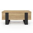 ID MARKET - Table basse plateau relevable rectangulaire convertible en table à manger PHOENIX 97,5 cm bois et noir - vignette
