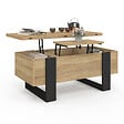 ID MARKET - Table basse plateau relevable rectangulaire convertible en table à manger PHOENIX 97,5 cm bois et noir - vignette