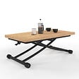 ID MARKET - Table basse 2 en 1 relevable en table à manger rectangulaire URBANA 100 cm bois et noir design industriel - vignette