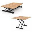 ID MARKET - Table basse 2 en 1 relevable en table à manger rectangulaire URBANA 100 cm bois et noir design industriel - vignette