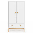 ID MARKET - Armoire enfant 2 portes JACOB avec tiroir blanc et bois - vignette