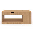 ID MARKET - Table basse plateau relevable rectangulaire JULIETTE avec coffre lattes tasseau bois coloris chêne - vignette