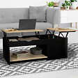 ID MARKET - Table basse 2 plateaux relevables rectangulaire ELEA avec coffre bois noir et façon hêtre - vignette
