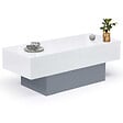 ID MARKET - Table basse coulissante rectangulaire MARTA bois gris et plateau blanc - vignette