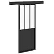 ID MARKET - Kit porte coulissante verrière 83 cm en métal + MDF avec rail et fixations - vignette