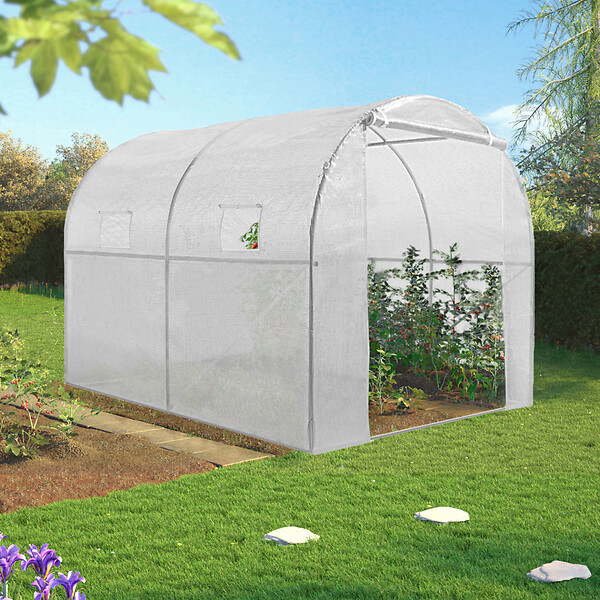 ID MARKET - Serre tunnel de jardin 4 saisons 6M² blanche gamme maraîchère ROMA 2x3M - large