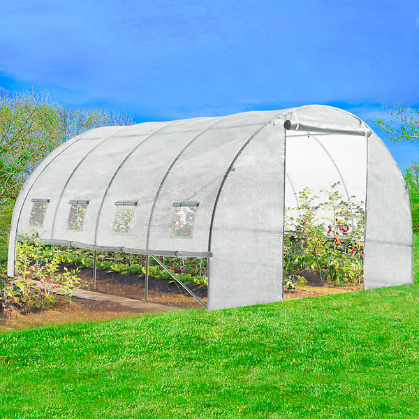 ID MARKET - Serre tunnel de jardin 4 saisons 12M² blanche gamme maraîchère ZEBRA 4x3M - large