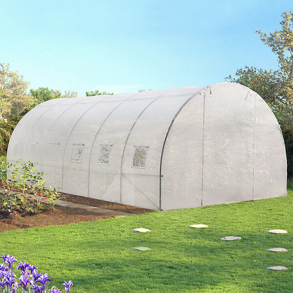 ID MARKET - Serre tunnel de jardin 18M² blanche gamme maraîchère CRIMÉE 6x3 M - large