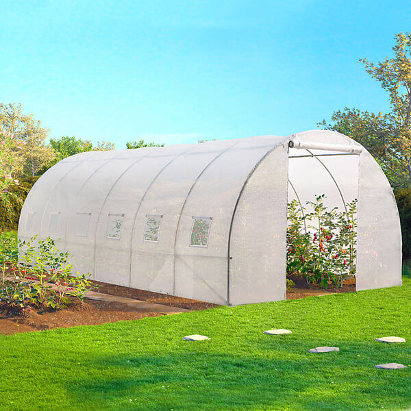 ID MARKET - Serre tunnel de jardin 4 saisons 18M² blanche gamme maraîchère CRIMÉE 6x3M - large