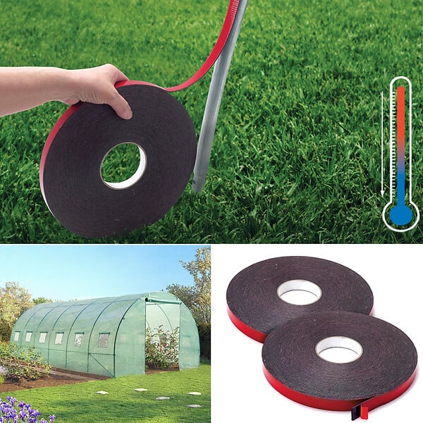 ID MARKET - Ruban adhésif mousse thermique anti-chaleur pour arceau serre de jardin - large