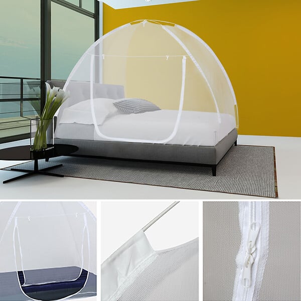 ID MARKET - Moustiquaire dôme pop-up 195x150 cm mobile pour lit - large