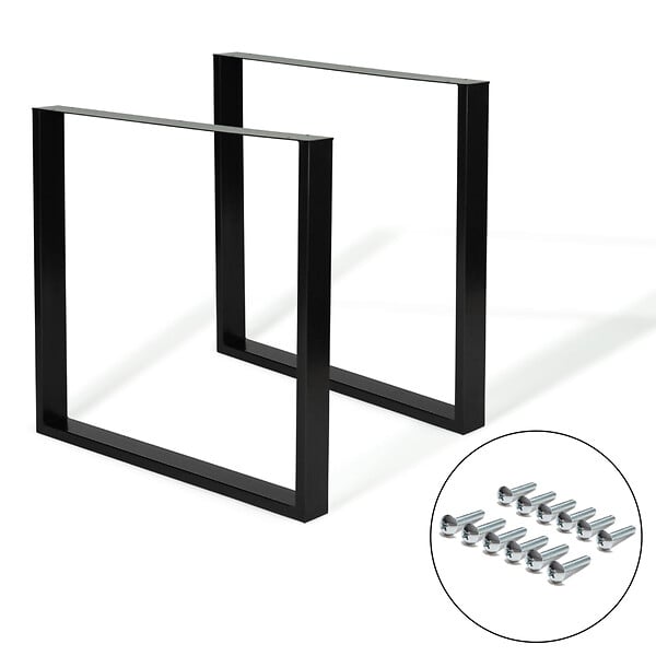 ID MARKET - Lot de 2 pieds de table carrés 78x71 cm noir design industriel - large