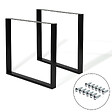 ID MARKET - Lot de 2 pieds de table carrés 78x71 cm noir design industriel - vignette