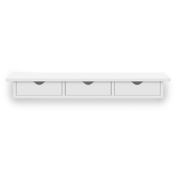 ID MARKET - Etagère murale console d'entrée LISE 3 tiroirs blanche - large
