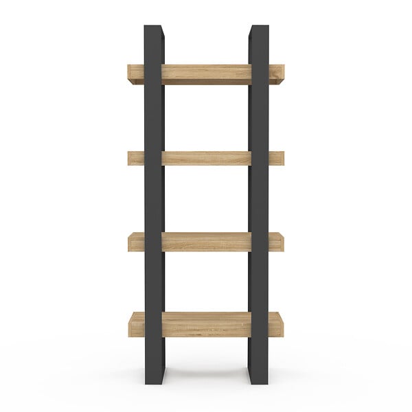 ID MARKET - Etagère 4 niveaux PHOENIX bois et noir - large