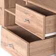 ID MARKET - Meuble de rangement en escalier LIAM 4 niveaux bois façon hêtre avec porte et tiroirs - vignette