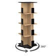 ID MARKET - Etagère bibliothèque rotative 4 niveaux RAPHA noir et effet bois - vignette