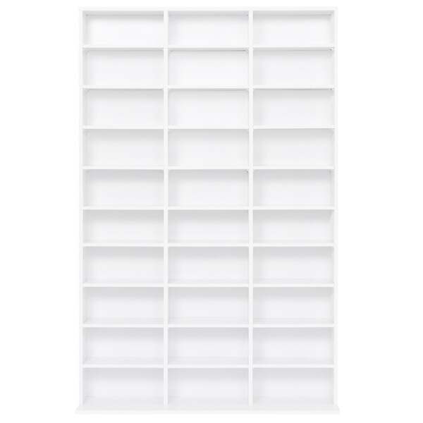ID MARKET - Bibliothèque étagère CD CEYLIA 30 cases avec étagères modulables bois blanc - large