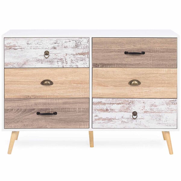 ID MARKET - Commode 6 tiroirs BAHIA 115 cm scandinave - large