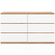 ID MARKET - Commode 6 tiroirs TOMI XXL 140 cm bois façon hêtre et blanc - vignette