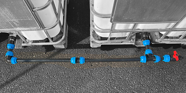 BOUTTE - Kit de raccordement Ø32 pour 2 cuves IBC avec raccords et vanne de sortie - large
