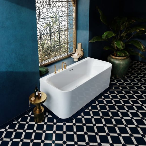 VILLEROY ET BOCH - Baignoire murale semi-îlot Loop & Friends avec bonde et trop-plein blanc - large