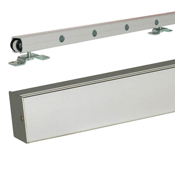 GD MENUISERIES - Porte Coulissante Atelier Noir vitre depoli H204 x L83 cm, Rail Alu, Coquilles - large
