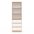 ID MARKET - Etagère bibliothèque CARLA 3 niveaux 3 tiroirs blanc et effet bois 190 cm - vignette