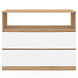 ID MARKET - Commode 4 tiroirs TOMI 100 cm avec niche façon hêtre et blanc - vignette