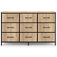 ID MARKET - Commode 9 tiroirs en tissu UTAH 115 CM effet lattes meuble de rangement design industriel - vignette