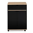ID MARKET - Desserte de cuisine COSY placard avec tiroir bois noir et plateaux façon hêtre L.60 CM - vignette