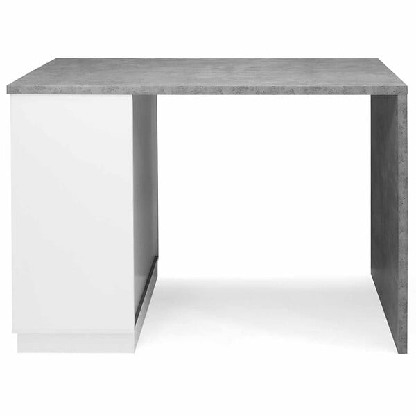 ID MARKET - Ilot central mange debout 4 personnes VITO 130 cm blanc et plateau effet béton - large