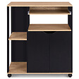 ID MARKET - Desserte de cuisine COSI bois noir et plateaux façon hêtre L.76 CM - vignette