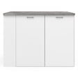 ID MARKET - Ilot central TIBO 120 cm bois blanc avec plan de travail façon béton - vignette