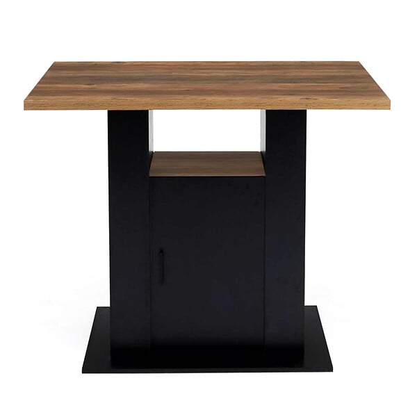 ID MARKET - Ilot central UGO 110 cm bois noir et effet bois foncé HAWKINS avec rangements - large