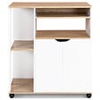 ID MARKET - Desserte de cuisine COSI bois blanc et plateaux façon hêtre L.76 CM - vignette